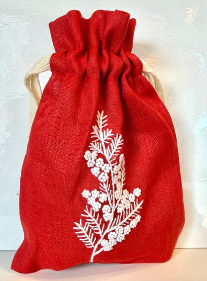 Linen Drawstring Pouches (dried lavender sachet included), 25+ Gorgeous Choices, hand embroidered in Vietnam!