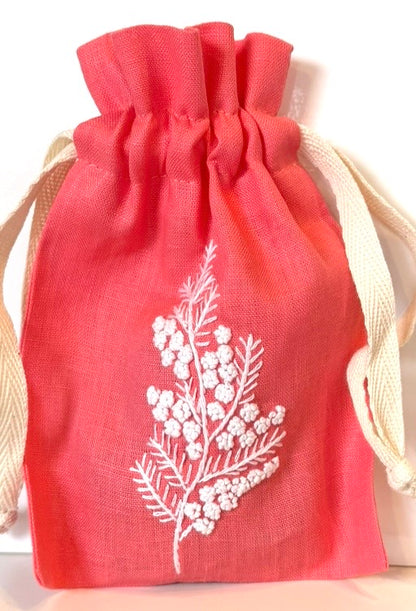 Linen Drawstring Pouches (dried lavender sachet included), 25+ Gorgeous Choices, hand embroidered in Vietnam!