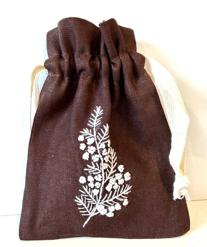 Linen Drawstring Pouches (dried lavender sachet included), 25+ Gorgeous Choices, hand embroidered in Vietnam!