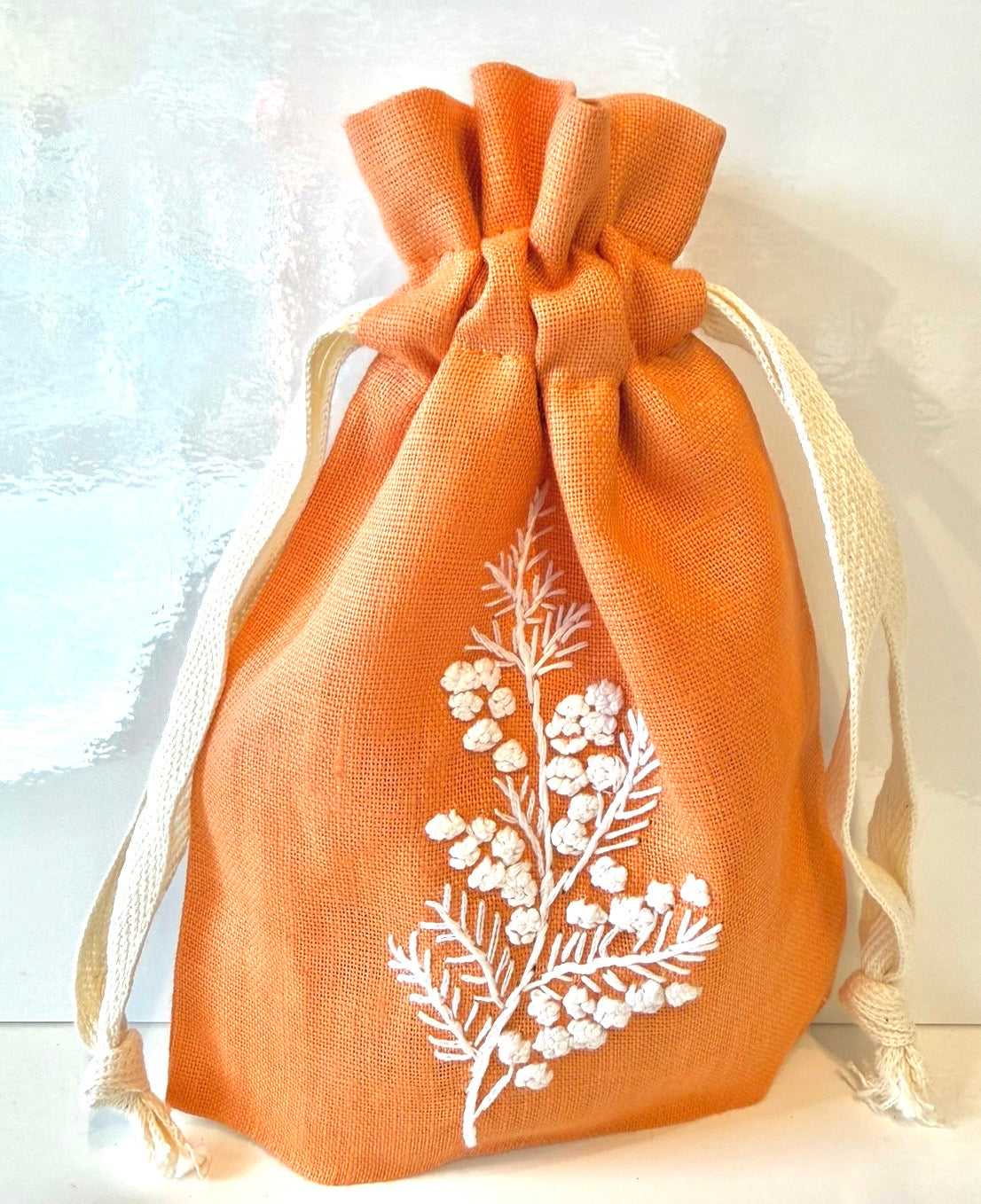 Linen Drawstring Pouches (dried lavender sachet included), 25+ Gorgeous Choices, hand embroidered in Vietnam!