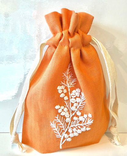 Linen Drawstring Pouches (dried lavender sachet included), 25+ Gorgeous Choices, hand embroidered in Vietnam!