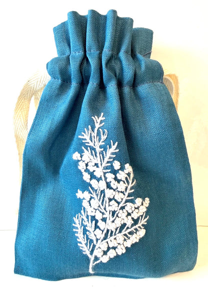 Linen Drawstring Pouches (dried lavender sachet included), 25+ Gorgeous Choices, hand embroidered in Vietnam!