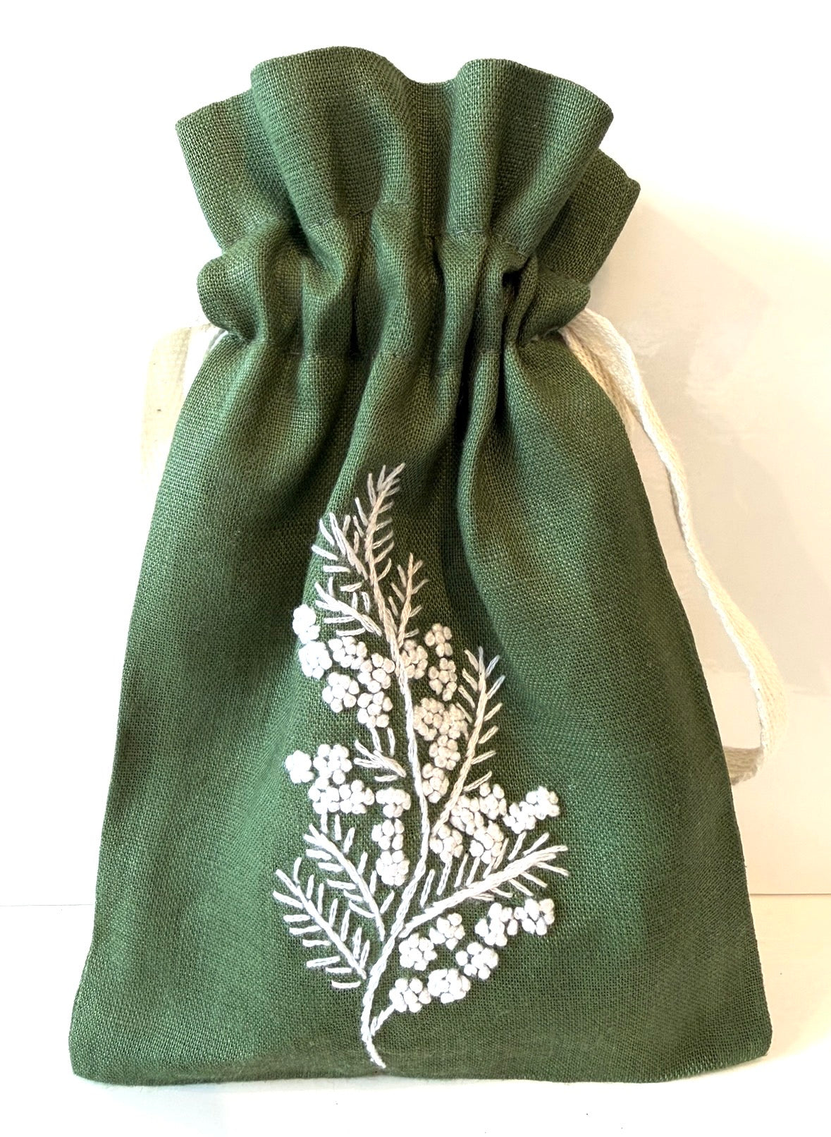 Linen Drawstring Pouches (dried lavender sachet included), 25+ Gorgeous Choices, hand embroidered in Vietnam!