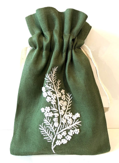 Linen Drawstring Pouches (dried lavender sachet included), 25+ Gorgeous Choices, hand embroidered in Vietnam!