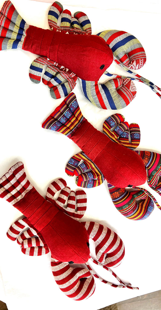 "Maine Lobstah" Stuffed Lobsters, handmade with handwoven cotton by the White Thai of Vietnam