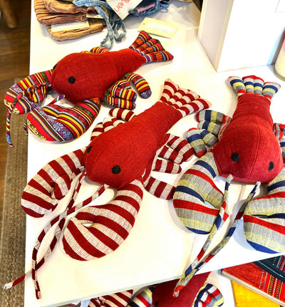 "Maine Lobstah" Stuffed Lobsters, handmade with handwoven cotton by the White Thai of Vietnam