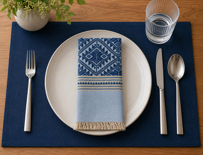 "Nai Yang" 20" x 20" Napkins with traditional patterns, handwoven Lao cotton w/ natural dyes