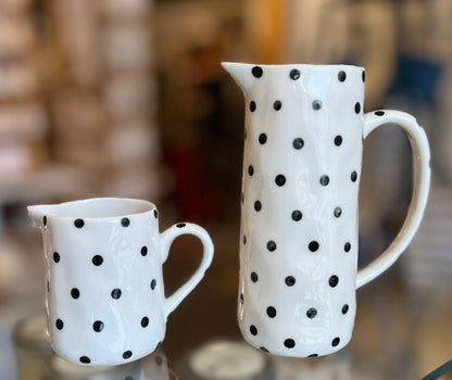 Ceramic Creamers with dots and lines, hand painted in Vietnam
