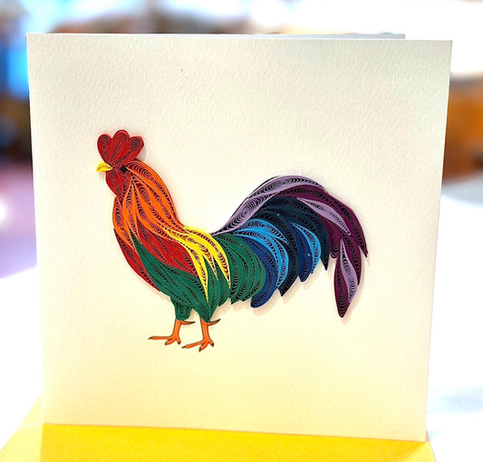 Quilling- "Rainbow Rooster" Card and Magnet