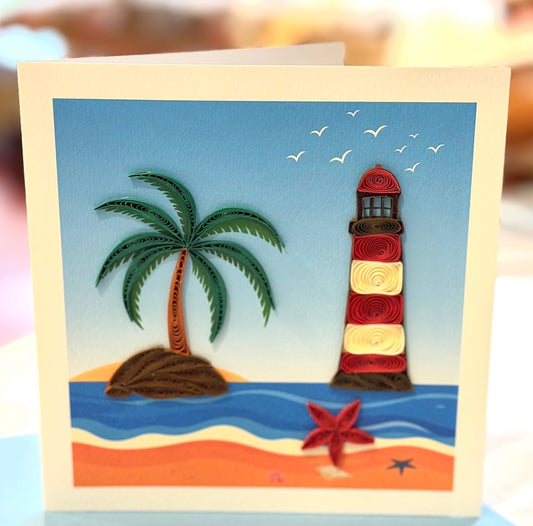 Quilling- "Tropical Lighthouse" Card and Magnet