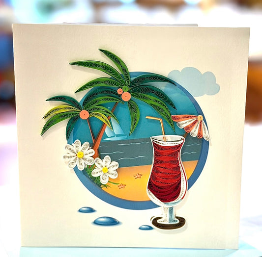 Quilling- "Tropical Drink" Card and Magnet