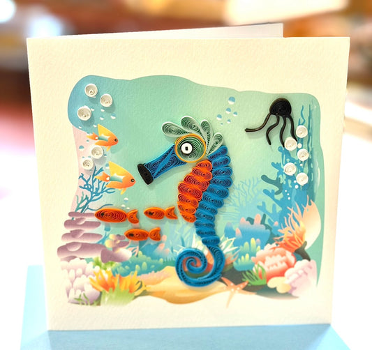 Quilling- "Seahorse" Card and Magnet