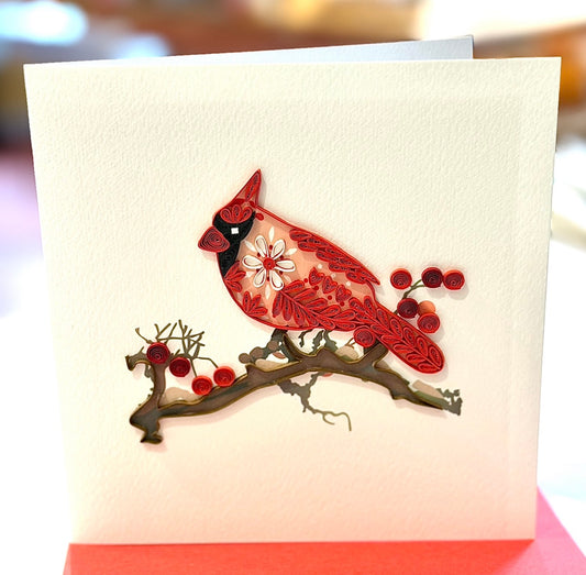 Quilling- "Cardinal" Card and Magnet