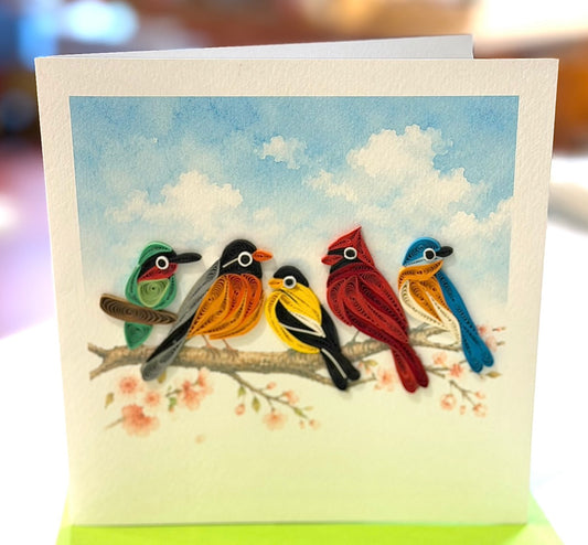 Quilling- "Birds on Branch" Card and Magnet
