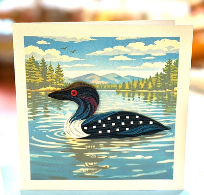 Quilling- "Loon" Card and Magnet