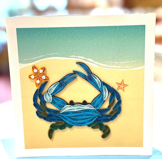 Quilling- "Blue Crab" Card and Magnet