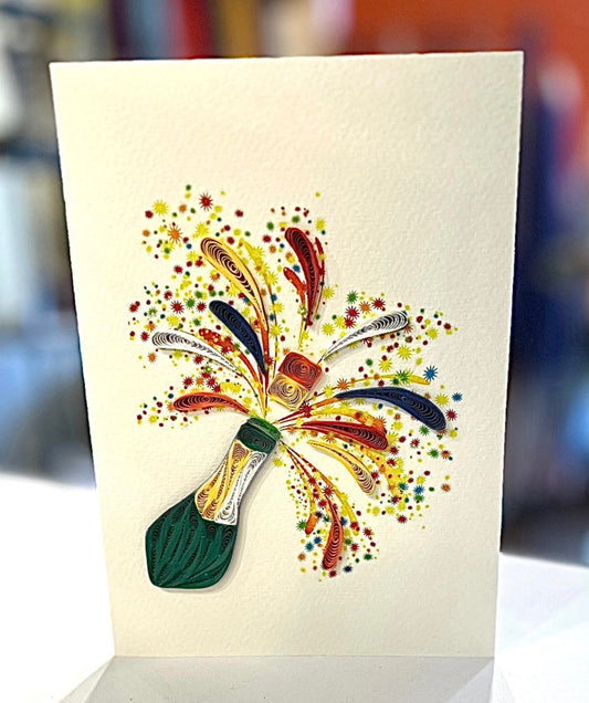 Quilling- "Champagne Celebration" Card and Magnet
