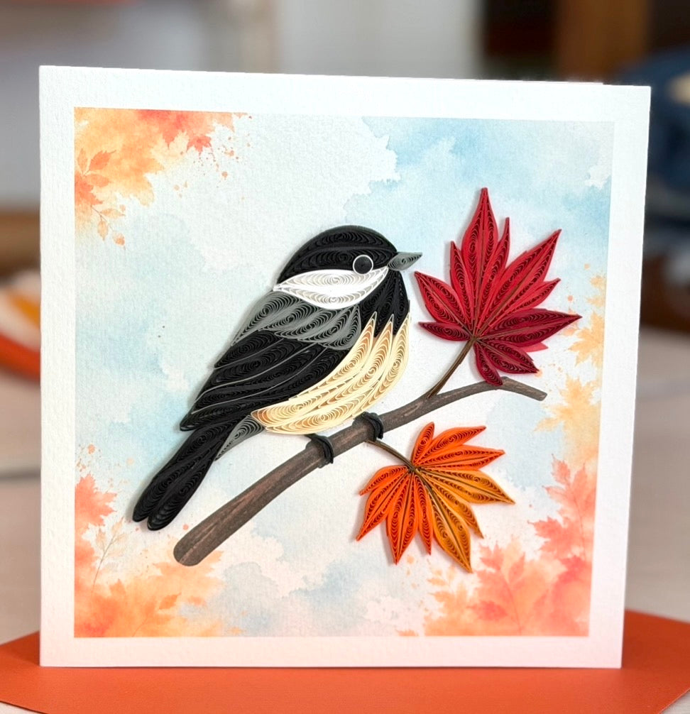 Quilling- "Chickadee in Fall" Card and Magnet COMING SOON