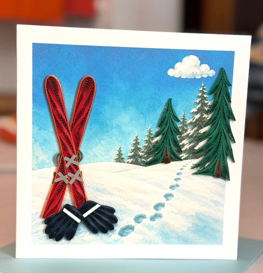 Quilling- "Skis in Snow" Card and Magnet COMING SOON