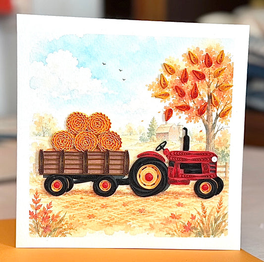 Quilling- "Tractor Pulling Hay" Card and Magnet COMING SOON