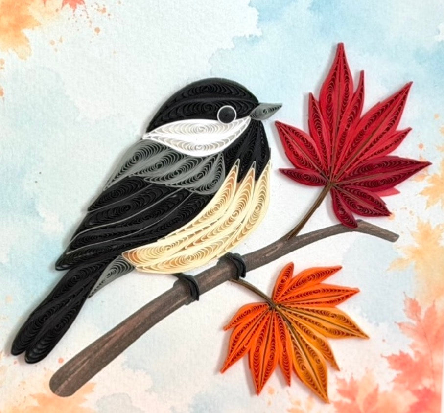 Quilling- "Chickadee in Fall" Card and Magnet COMING SOON
