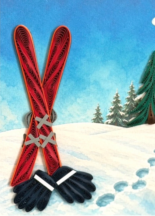 Quilling- "Skis in Snow" Card and Magnet COMING SOON