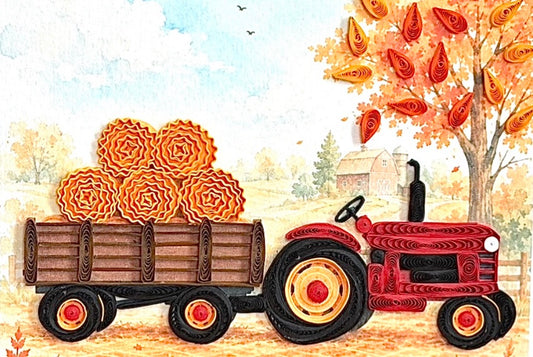 Quilling- "Tractor Pulling Hay" Card and Magnet COMING SOON