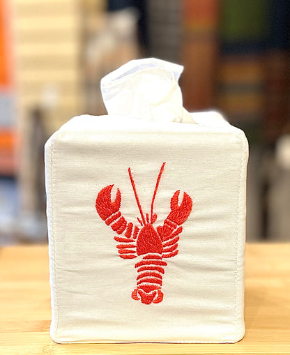 “Coastal” Cotton Tissue Box Covers, hand embroidered in Vietnam