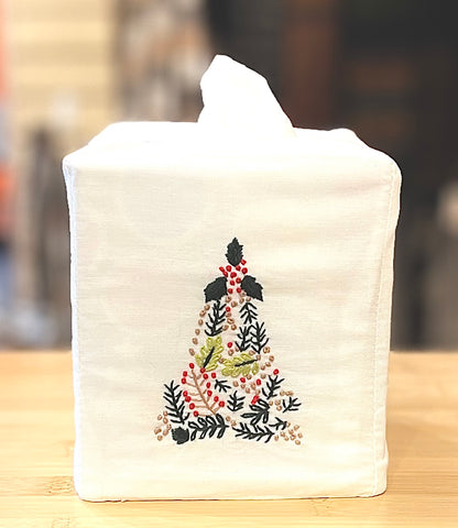 "Holiday" Cotton Tissue Box Covers, hand embroidered in Vietnam