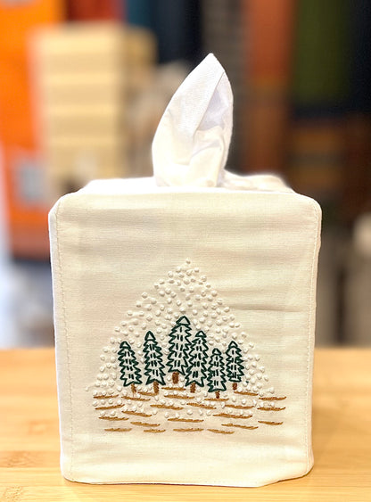 "Holiday" Cotton Tissue Box Covers, hand embroidered in Vietnam