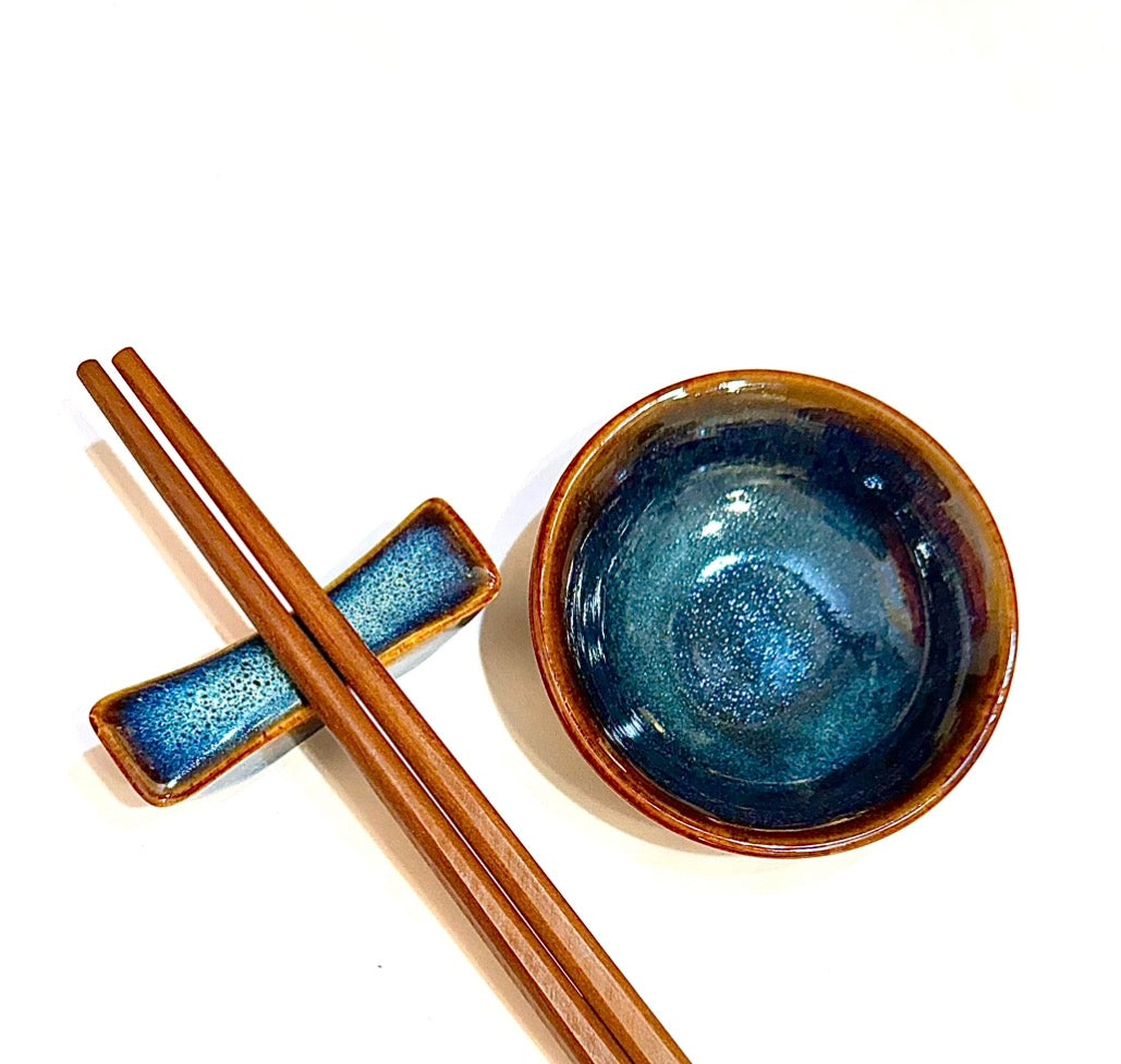 Ceramic Sauce Bowls and Chopstick Rests, handmade in Bat Trang Village, Vietnam