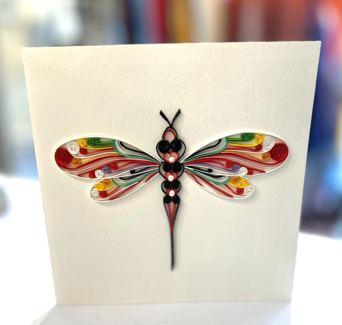 Quilling- "Rainbow Dragonfly" Card