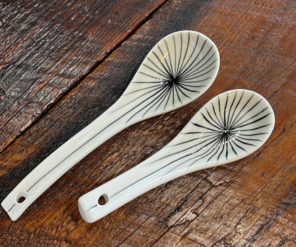 Hand-painted Spoons with lines and dots, from Bat Trang, Vietnam