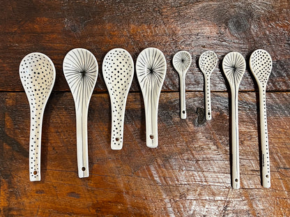 Hand-painted Spoons with lines and dots, from Bat Trang, Vietnam