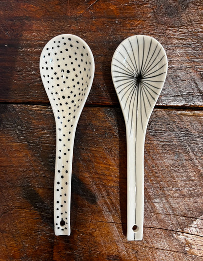 Hand-painted Spoons with lines and dots, from Bat Trang, Vietnam