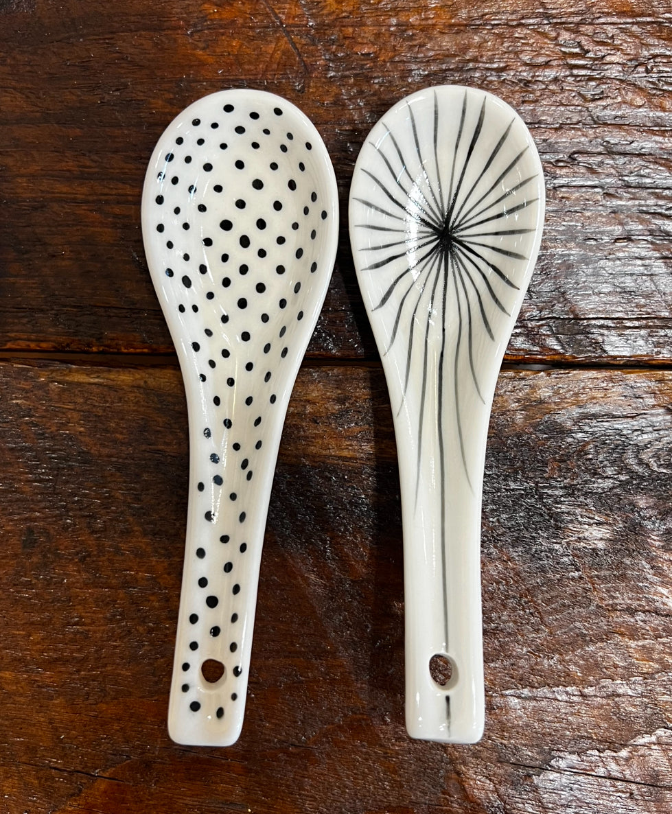 Hand-painted Spoons with lines and dots, from Bat Trang, Vietnam