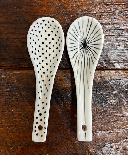 Hand-painted Spoons with lines and dots, from Bat Trang, Vietnam