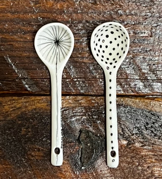Hand-painted Spoons with lines and dots, from Bat Trang, Vietnam
