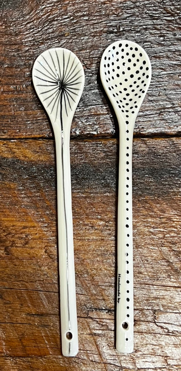 Hand-painted Spoons with lines and dots, from Bat Trang, Vietnam