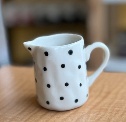 Hand-painted Creamers with dots and lines, from Bat Trang, Vietnam