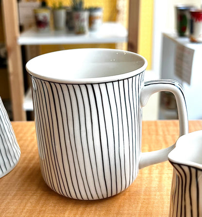Hand-painted Coffee & Tea Mugs with dots and lines, from Bat Trang, Vietnam