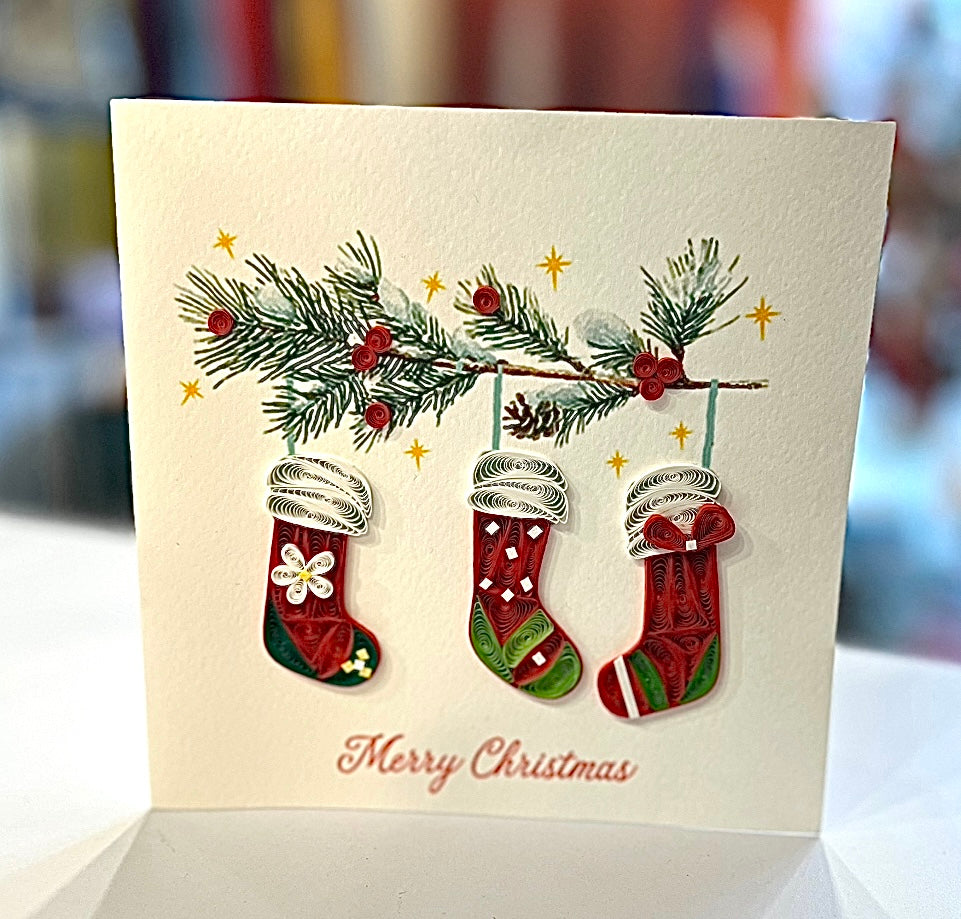 Holiday Quilling Cards, handmade with strips of paper in Vietnam