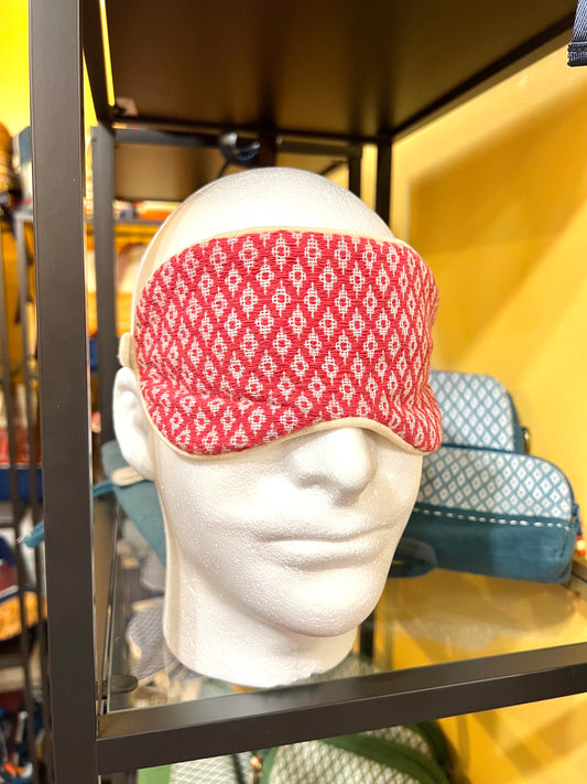 “Chie” Eye Mask, handwoven cotton w/ small diamonds pattern