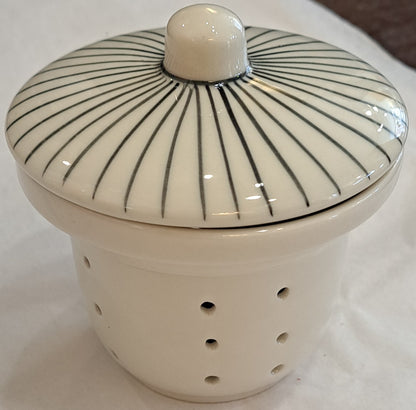 Hand-painted Tea Strainer with dots and lines, from Bat Trang, Vietnam