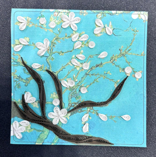Quilling- "Apple Blossoms" Card and Magnet