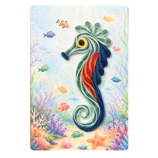 Quilling- "Seahorse" Card and Magnet