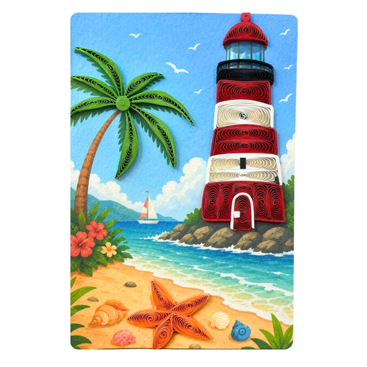 Quilling- "Tropical Lighthouse" Card and Magnet