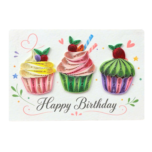 Quilling- "Happy Birthday Cupcakes" Card and Magnet