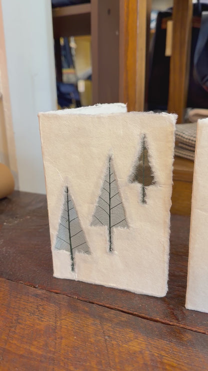 Mulberry Paper Notecards w/ Dyed Leaves and Frayed Edges