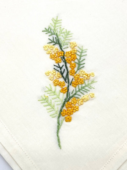 "French Knots" Ivory Cotton Napkins, 16" x  16" with simple hem